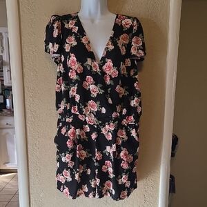 Forever 21 Black Floral Jumpsuit